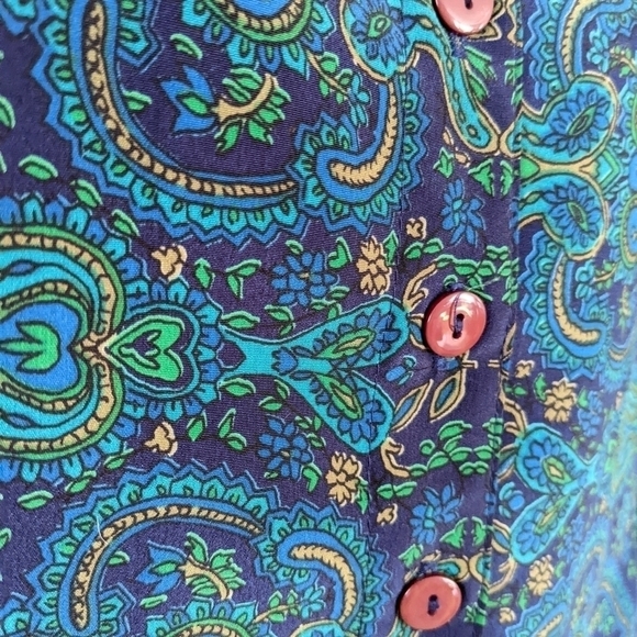 VINTAGE Cami petites mulberry lime and turquoise shoulder pad blouse @i - Picture 4 of 10